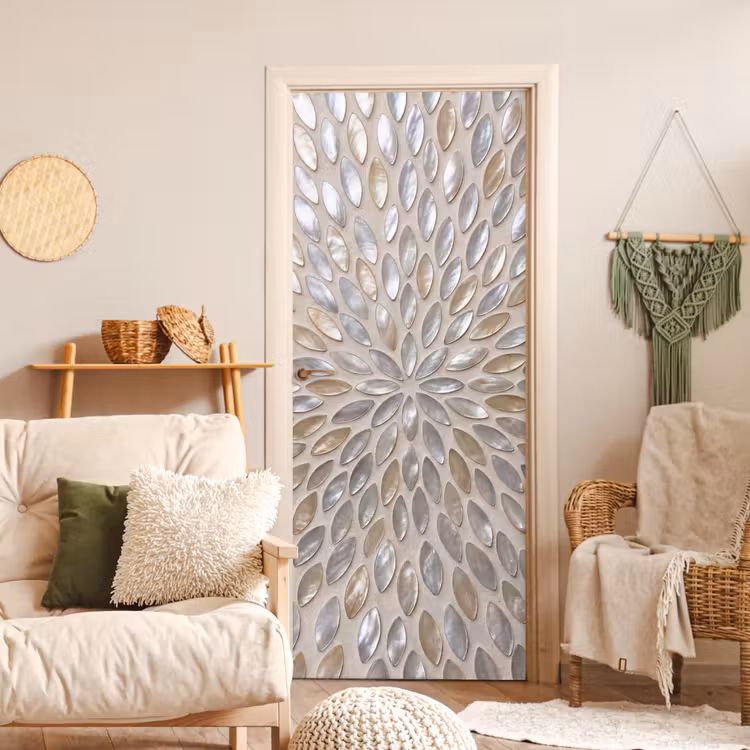 Deursticker - Patroon - Ovaal - Glanzend - Abstract - Beige — 4