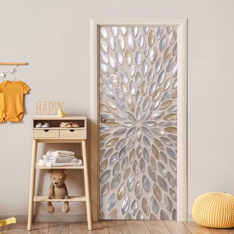 Deursticker - Patroon - Ovaal - Glanzend - Abstract - Beige — 6