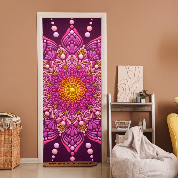Deursticker - Patroon - Stippen - Abstract - Kleurrijk — 2