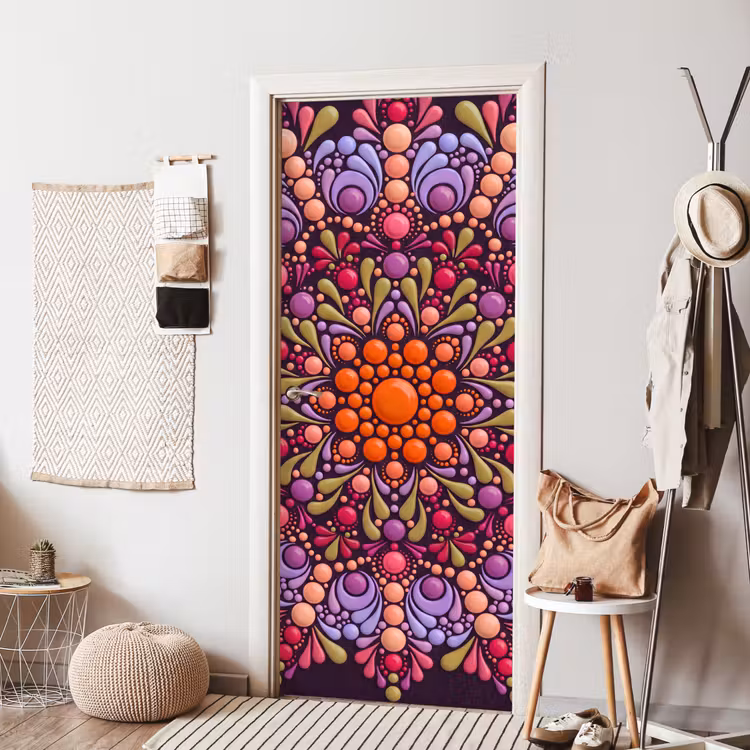 Deursticker - Patroon - Stippen - Abstract - Modern - Kleurrijk — 8