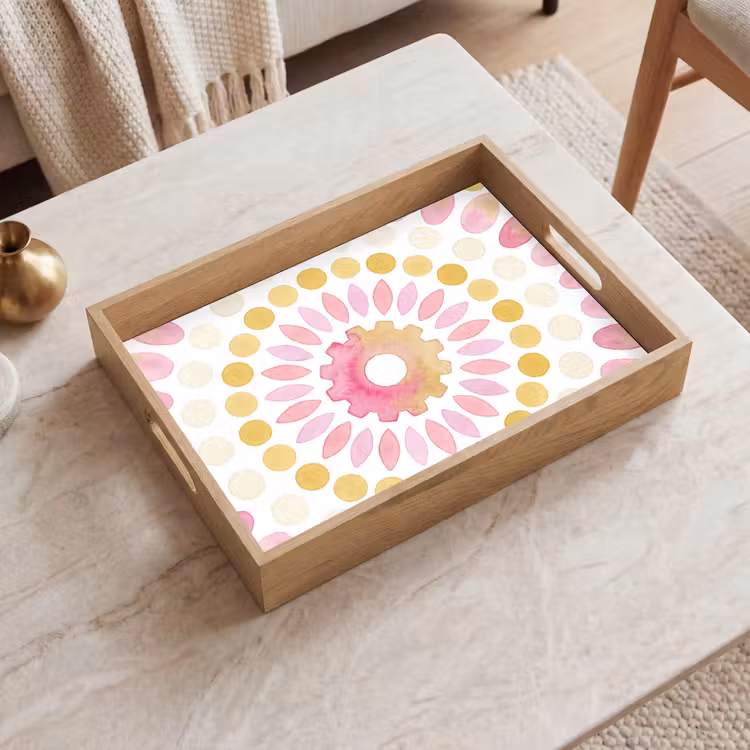 Dienblad - Abstract - Mandala - Kunst - Modern - Roze — 2