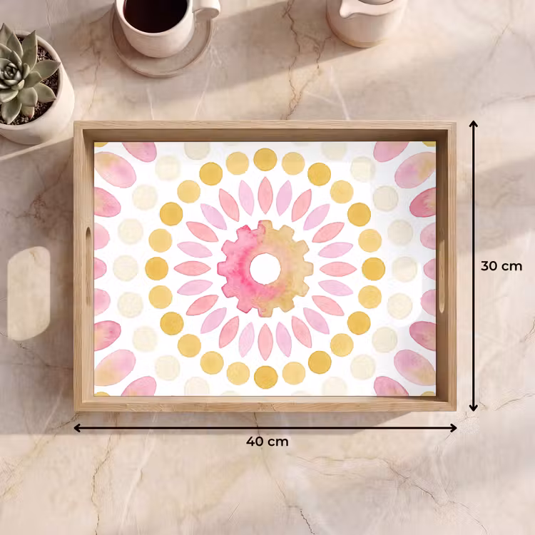 Dienblad - Abstract - Mandala - Kunst - Modern - Roze — 9