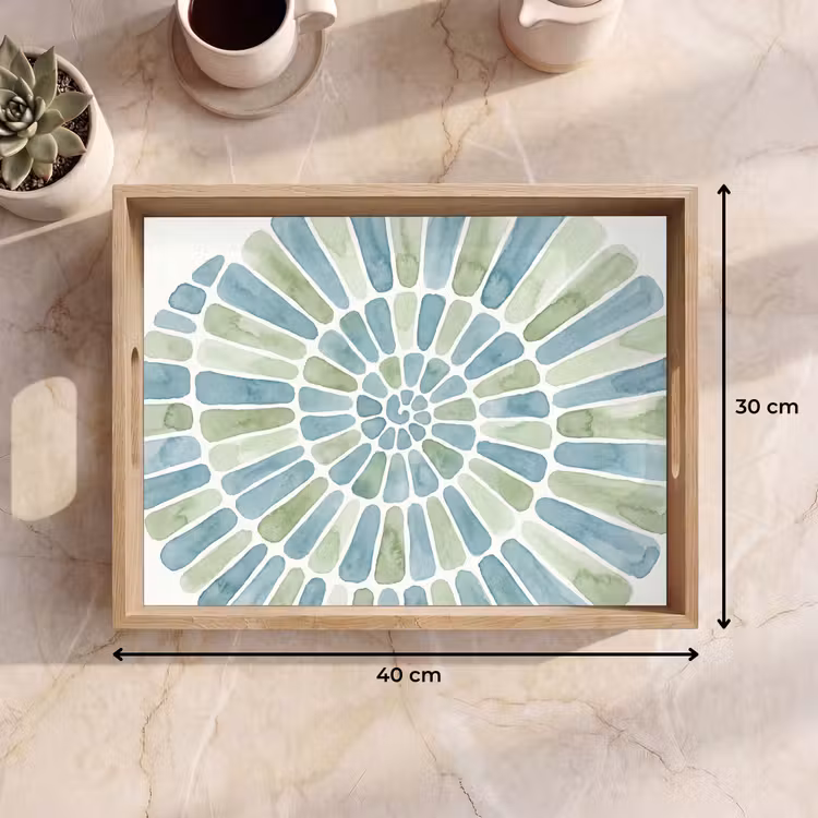 Dienblad - Abstract - Spiraal - Patroon - Modern - Blauw-Groen — 9