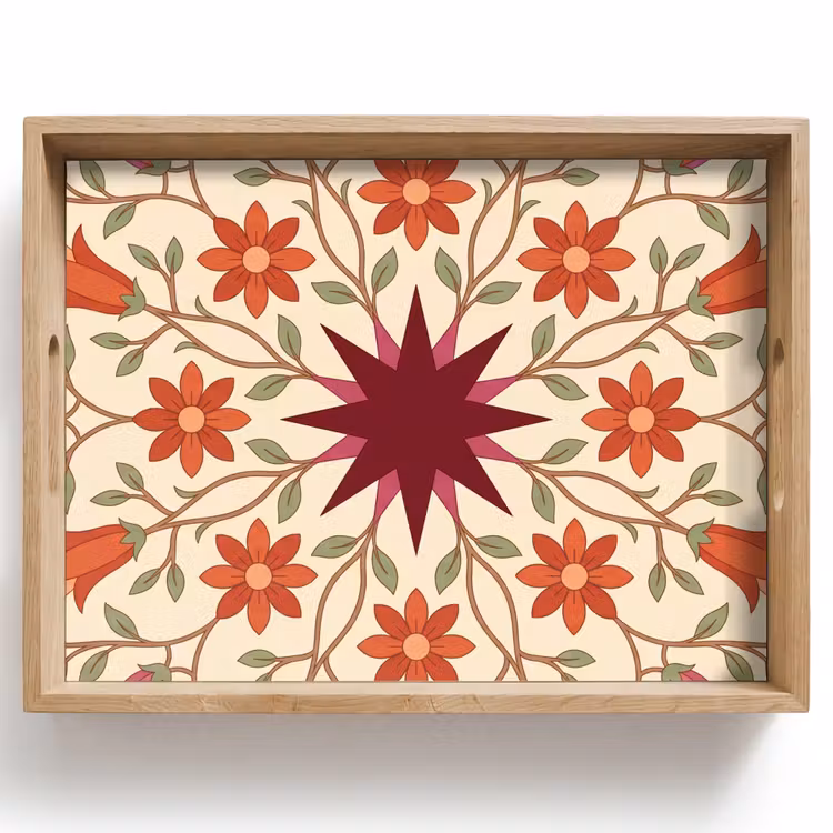 Dienblad - Bloemen - Mandala - Decoratief - Rood — 1