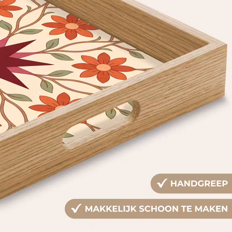 Dienblad - Bloemen - Mandala - Decoratief - Rood — 5
