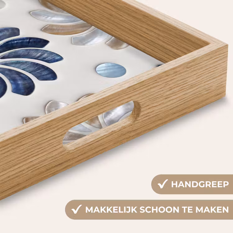 Dienblad - Bloemen - Parelmoer - Abstract - Patroon - Blauw — 5