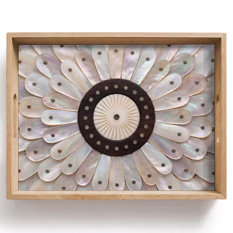 Dienblad - Parelmoer - Patroon - Decoratie - Ambacht - Wit — 1