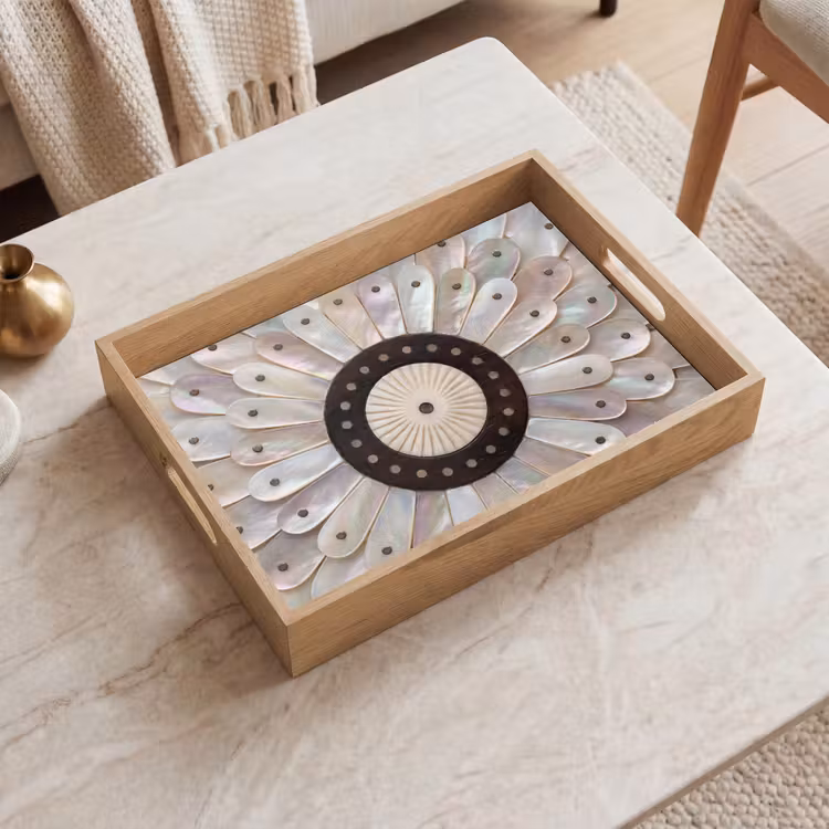 Dienblad - Parelmoer - Patroon - Decoratie - Ambacht - Wit — 2
