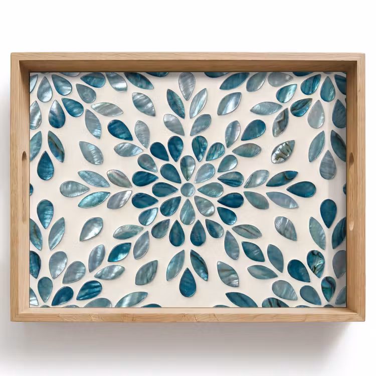 Dienblad - Patroon - Bladeren - Abstract - Modern - Turquoise — 1