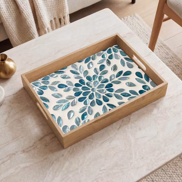 Dienblad - Patroon - Bladeren - Abstract - Modern - Turquoise — 2