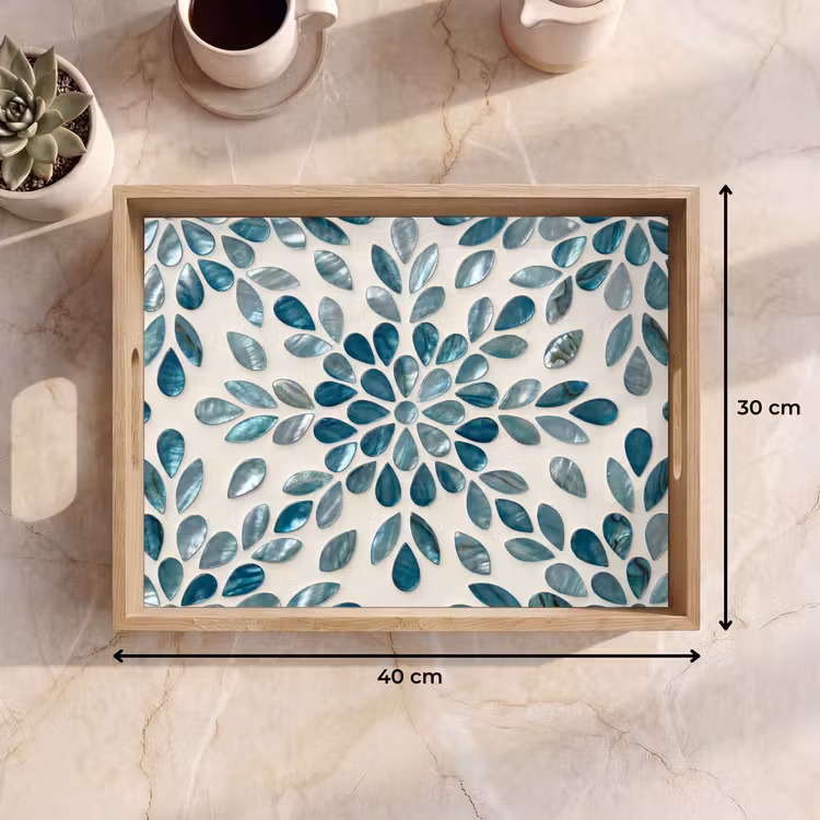Dienblad - Patroon - Bladeren - Abstract - Modern - Turquoise — 9