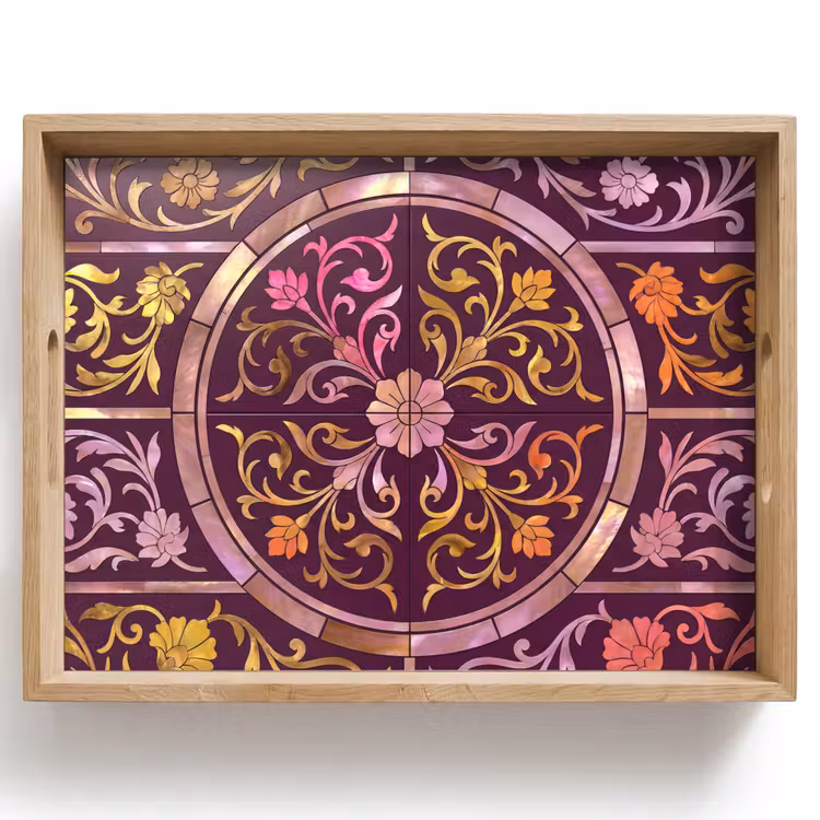 Dienblad - Patroon - Floraal - Oosters - Paars - Goud — 1