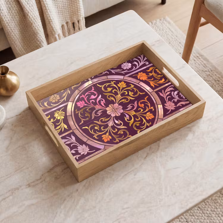 Dienblad - Patroon - Floraal - Oosters - Paars - Goud — 2