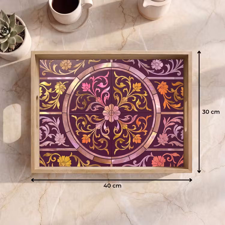 Dienblad - Patroon - Floraal - Oosters - Paars - Goud — 9