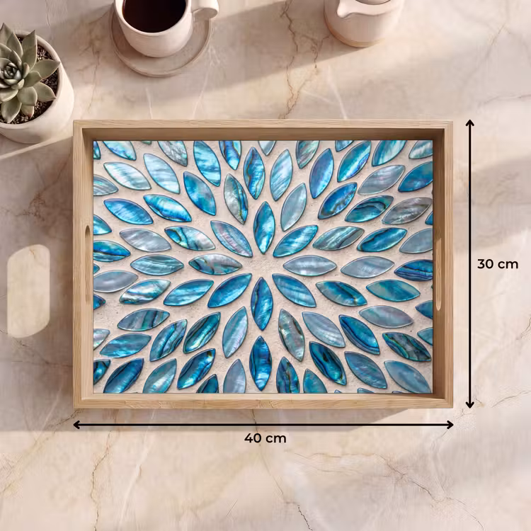 Dienblad - Patroon - Glans - Abstract - Blauw - Decoratie — 9