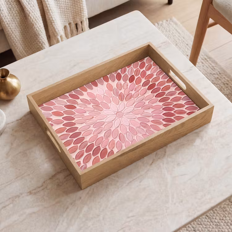 Dienblad - Patroon - Mozaïek - Ovaal - Abstract - Roze — 2