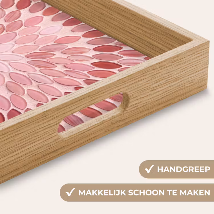 Dienblad - Patroon - Mozaïek - Ovaal - Abstract - Roze — 5