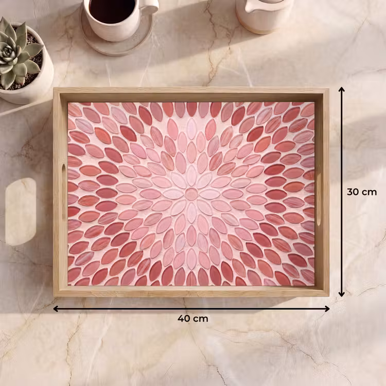Dienblad - Patroon - Mozaïek - Ovaal - Abstract - Roze — 9