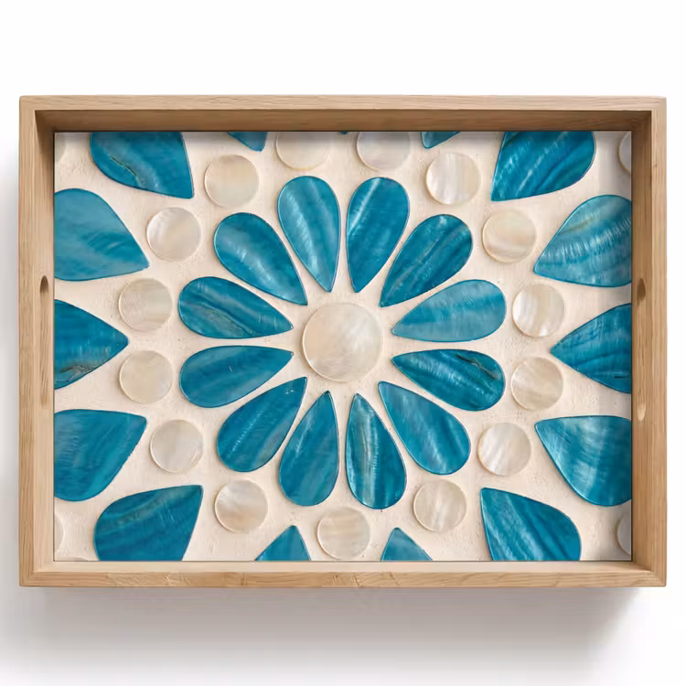 Dienblad - Patroon - Mozaïek - Schelpen - Abstract - Turquoise — 1