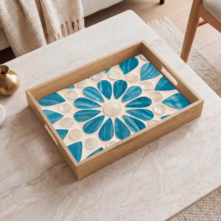 Dienblad - Patroon - Mozaïek - Schelpen - Abstract - Turquoise — 2
