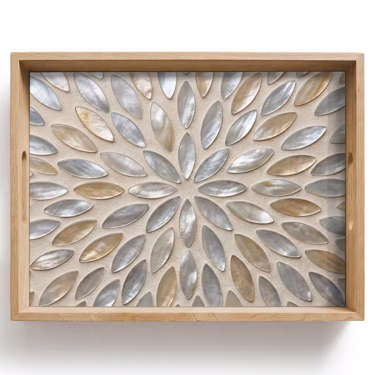 Dienblad - Patroon - Ovaal - Glanzend - Abstract - Beige — 1