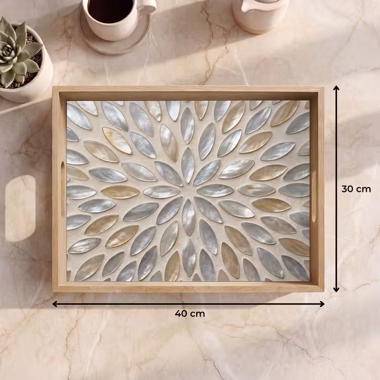 Dienblad - Patroon - Ovaal - Glanzend - Abstract - Beige — 9