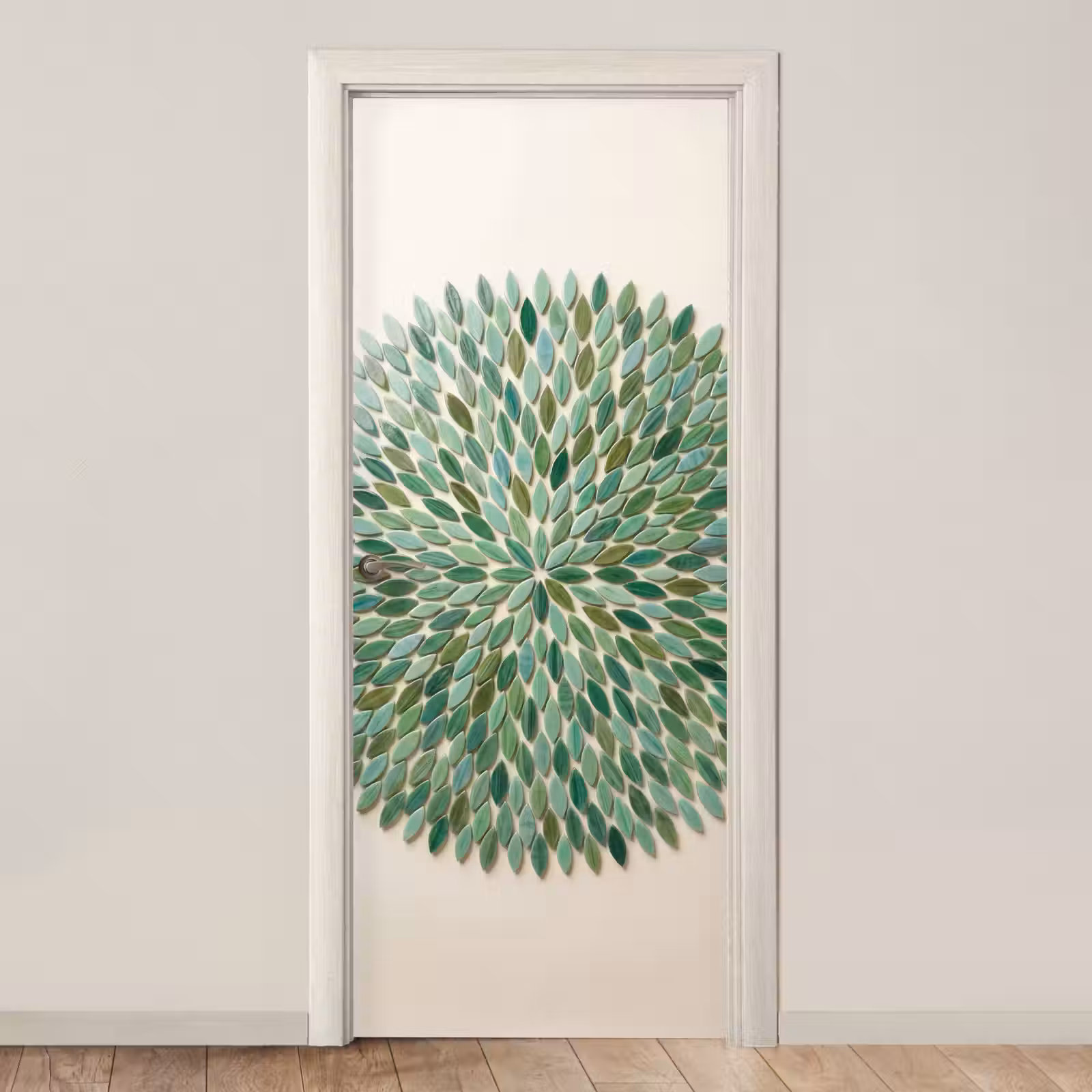 Deursticker - Patroon - Blad - Groen - Abstract — 1