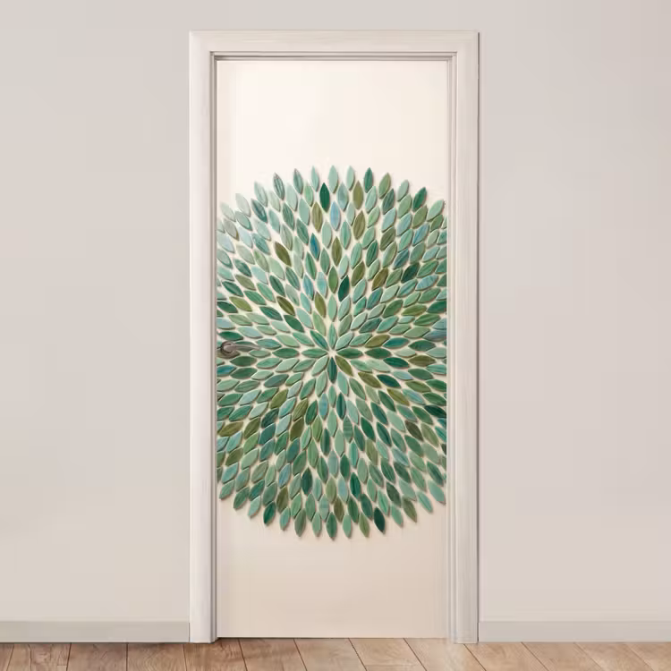Deursticker - Patroon - Blad - Groen - Abstract — 1