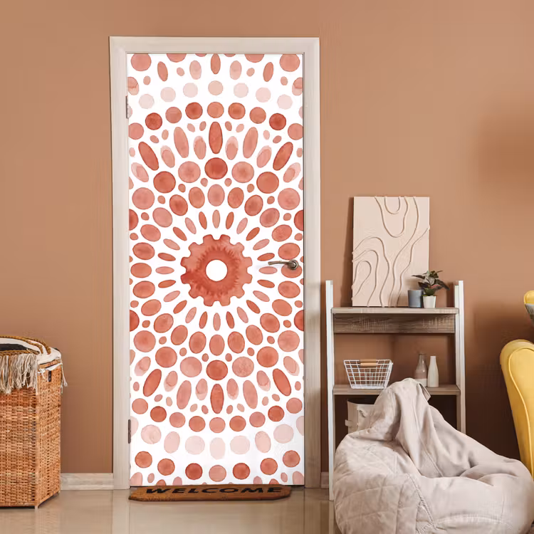 Deursticker - Patroon - Cirkels - Abstract - Modern - Rood — 2