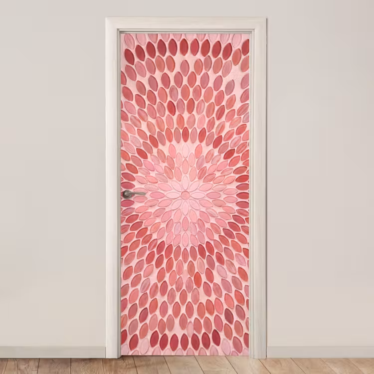 Deursticker - Patroon - Mozaïek - Ovaal - Abstract - Roze — 1