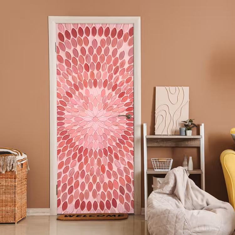 Deursticker - Patroon - Mozaïek - Ovaal - Abstract - Roze — 2