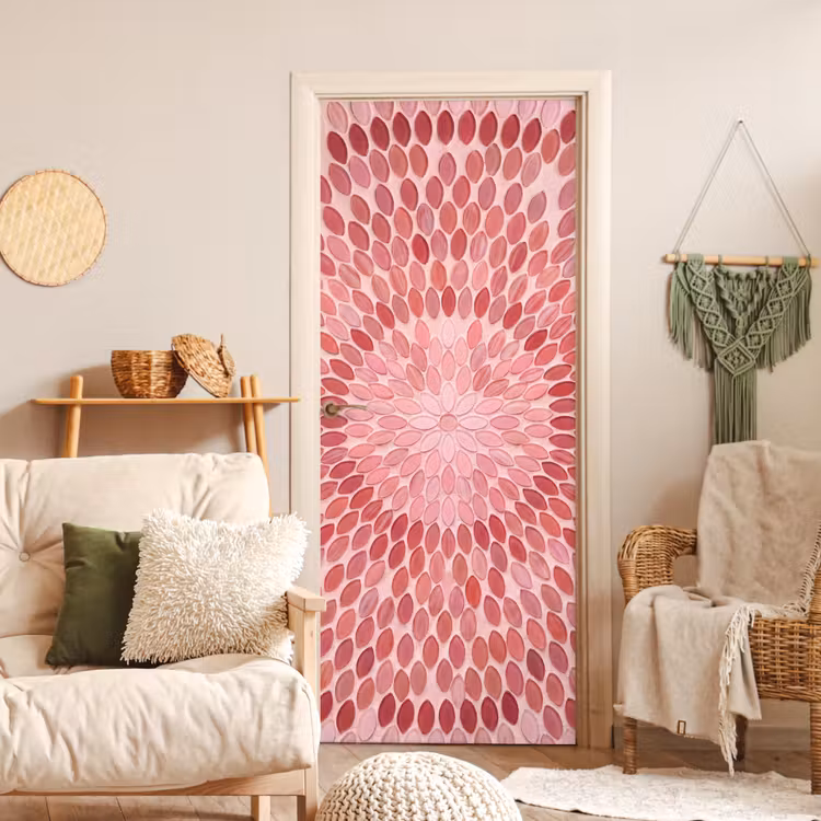 Deursticker - Patroon - Mozaïek - Ovaal - Abstract - Roze — 4