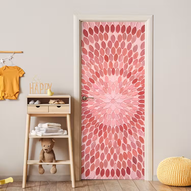 Deursticker - Patroon - Mozaïek - Ovaal - Abstract - Roze — 6