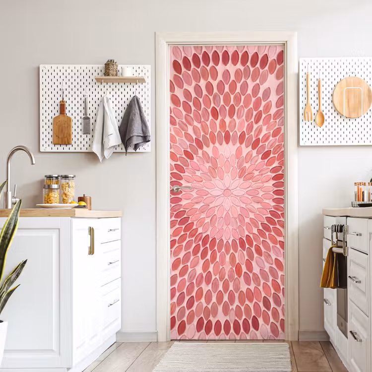 Deursticker - Patroon - Mozaïek - Ovaal - Abstract - Roze — 7