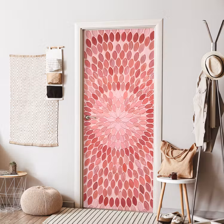 Deursticker - Patroon - Mozaïek - Ovaal - Abstract - Roze — 8