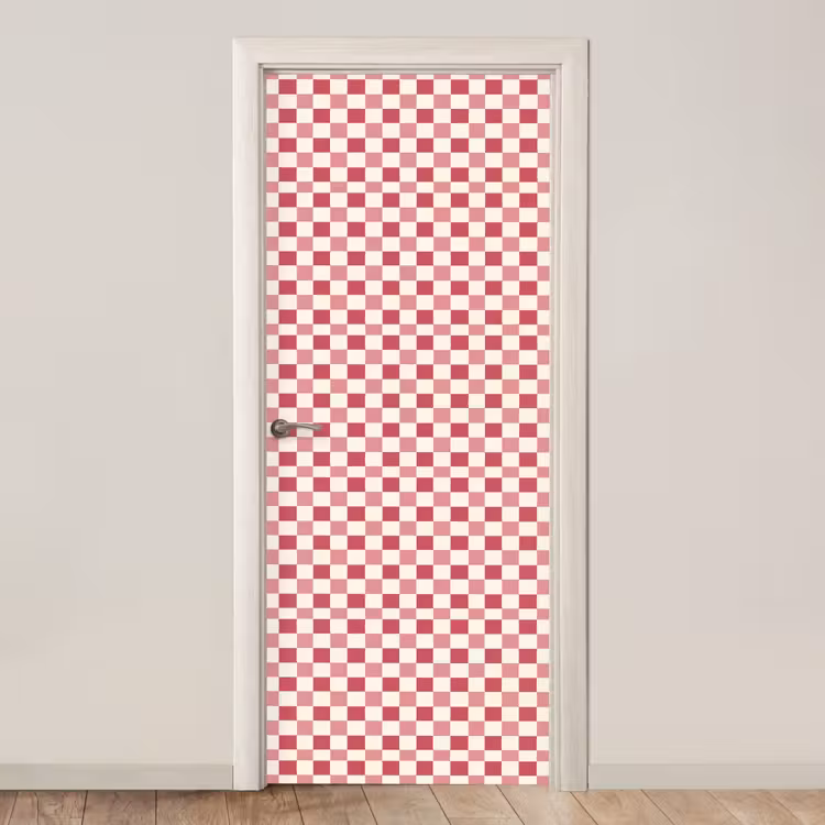 Deursticker - Patroon - Schaak - Roze — 1