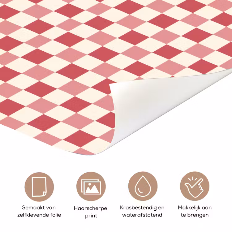 Deursticker - Patroon - Schaak - Roze — 3