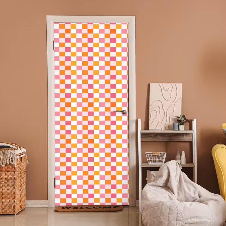 Deursticker - Patroon - Vierkant - Roze — 2