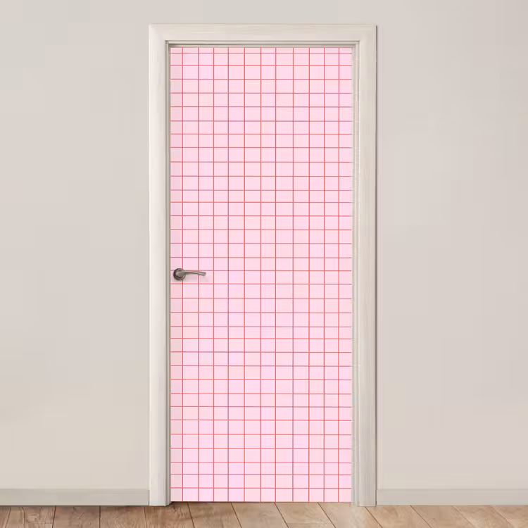 Deursticker - Raster - Patroon - Roze — 1