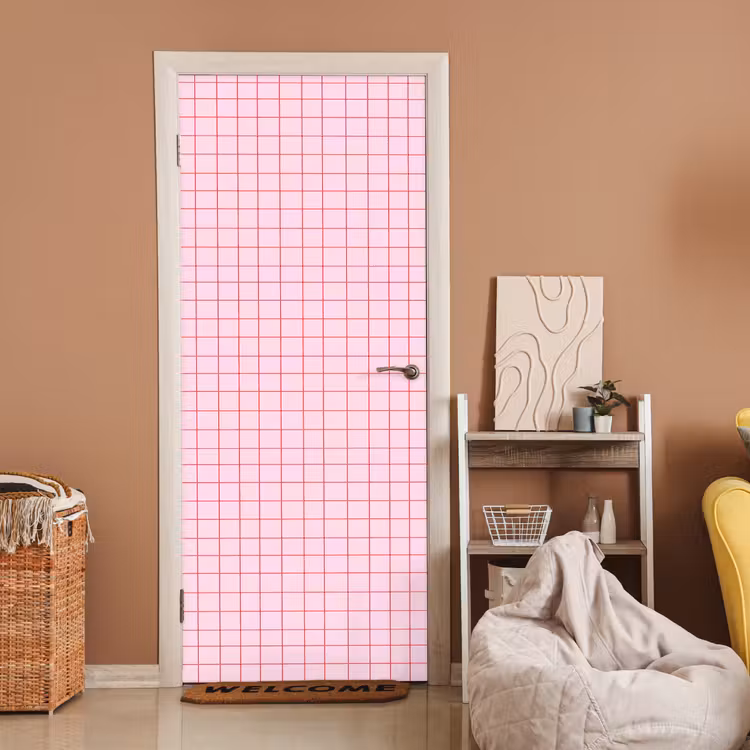 Deursticker - Raster - Patroon - Roze — 2