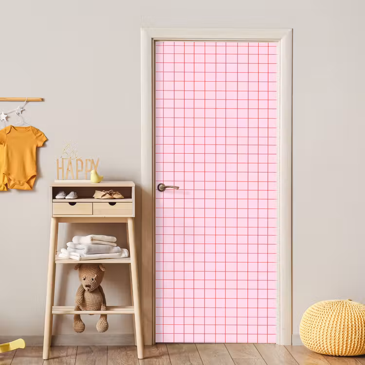 Deursticker - Raster - Patroon - Roze — 6