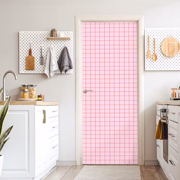 Deursticker - Raster - Patroon - Roze — 7