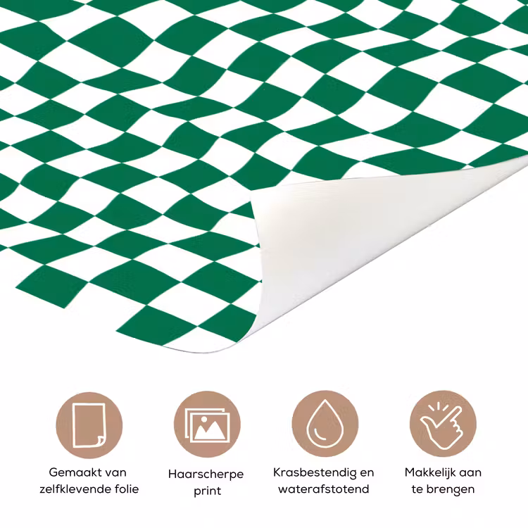 Deursticker - Schaakbord - Golvend - Groen — 3