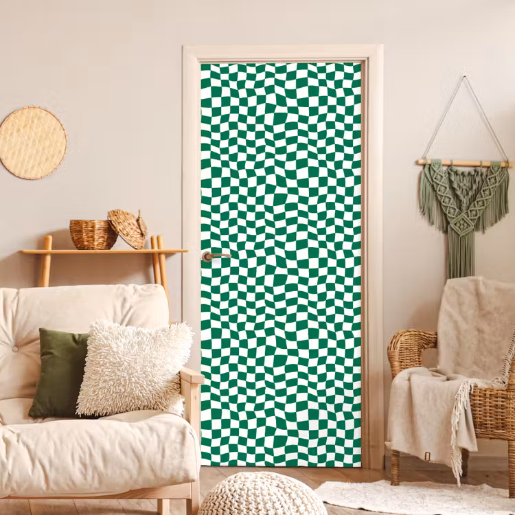 Deursticker - Schaakbord - Golvend - Groen — 4