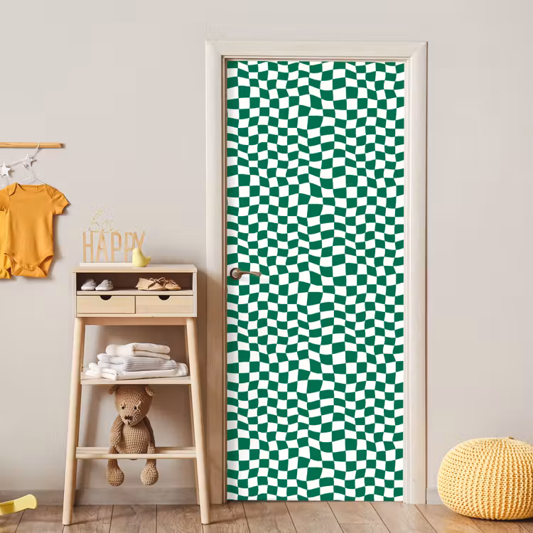 Deursticker - Schaakbord - Golvend - Groen — 6