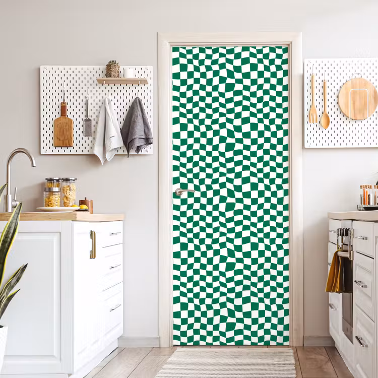 Deursticker - Schaakbord - Golvend - Groen — 7