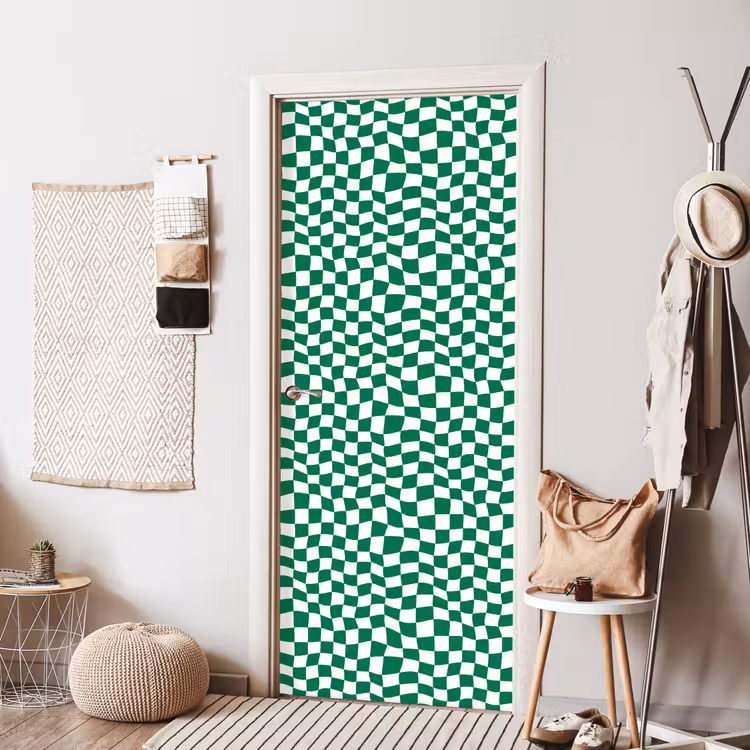 Deursticker - Schaakbord - Golvend - Groen — 8