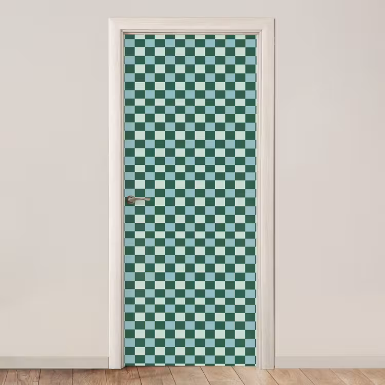 Deursticker - Schaakbord - Klassiek - Groen — 1