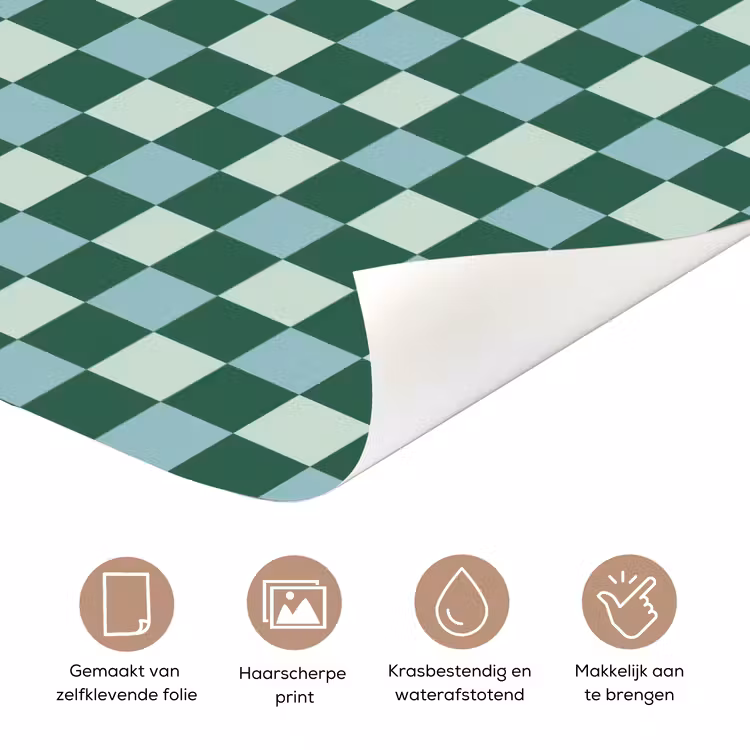 Deursticker - Schaakbord - Klassiek - Groen — 3