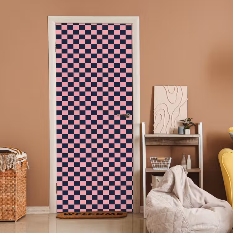 Deursticker - Traditioneel - Patroon - Blauw - Roze — 2